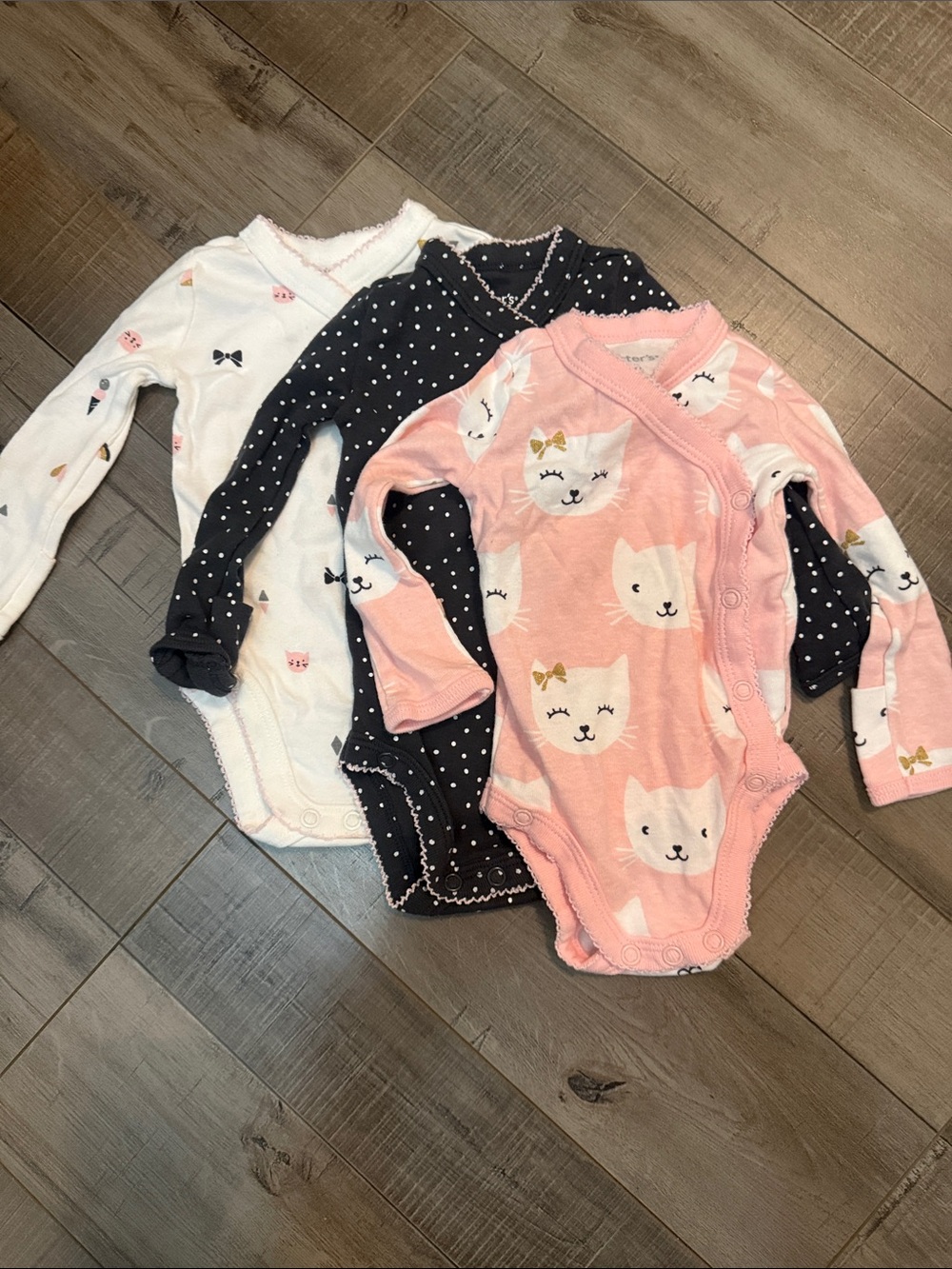 Carter's Baby Girl Long-Sleeve Bodysuit Set - Pink, Navy & White